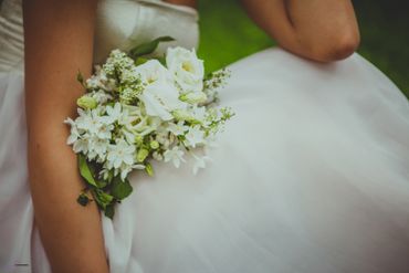 White eustoma wedding bouquet