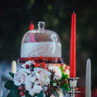 Red photo session decor