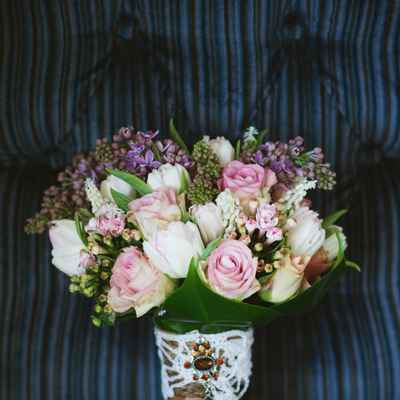 Spring pink lilac wedding bouquet