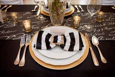 Gold wedding reception decor