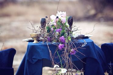 Purple photo session decor