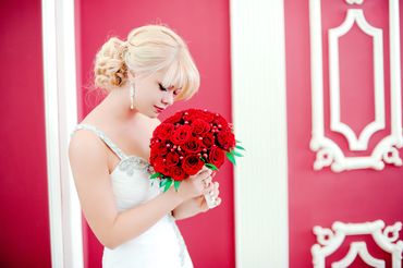 Red rose wedding bouquet