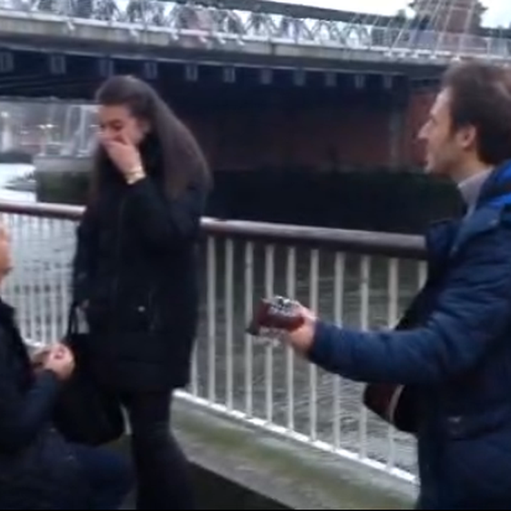 Performing for a proposal on the Southbank