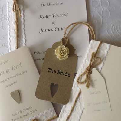 Rustic ivory wedding invitations
