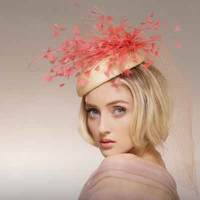 Pink wedding headpieces, veils, cover-ups & brooches
