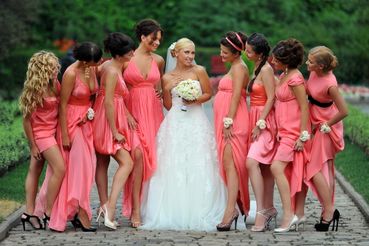 Orange long wedding dresses