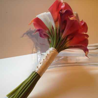 Red calla wedding bouquet