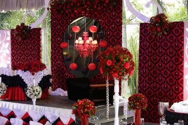 Red wedding reception decor