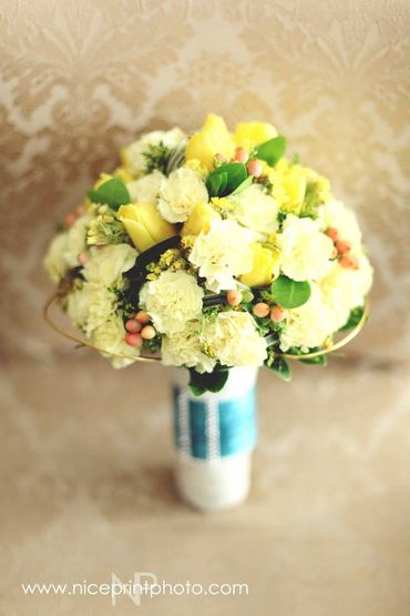 Yellow tulip wedding bouquet