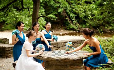 Blue bridesmaids