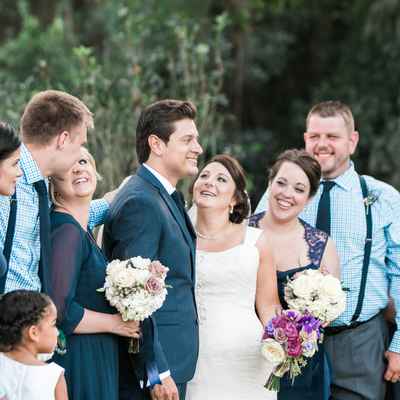 Blue wedding guests