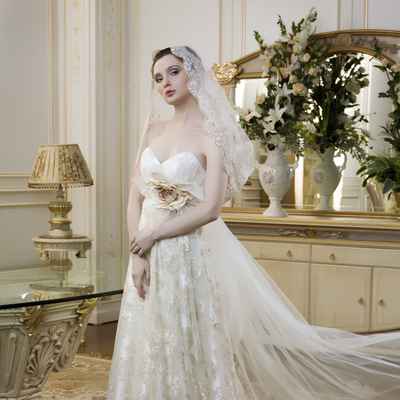 Mediterranean ivory long wedding dresses