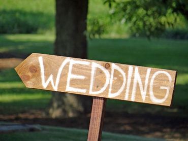 Brown wedding signs