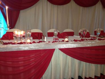 Red wedding reception decor