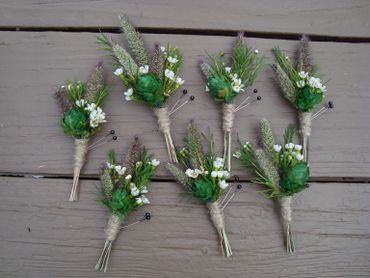 Rustic green wedding buttonhole
