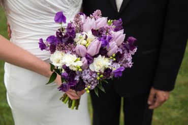 Purple tulip wedding bouquet