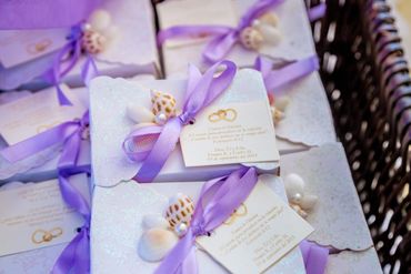 Purple wedding favours