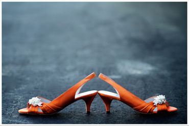 Orange wedding shoes