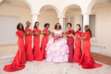 Outdoor red long wedding dresses