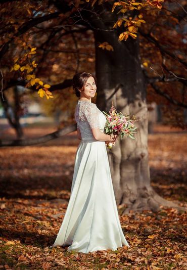 Autumn long wedding dresses