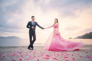 Beach pink long wedding dresses