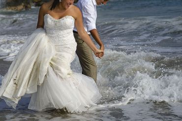Beach ivory long wedding dresses