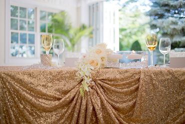 Gold wedding reception decor
