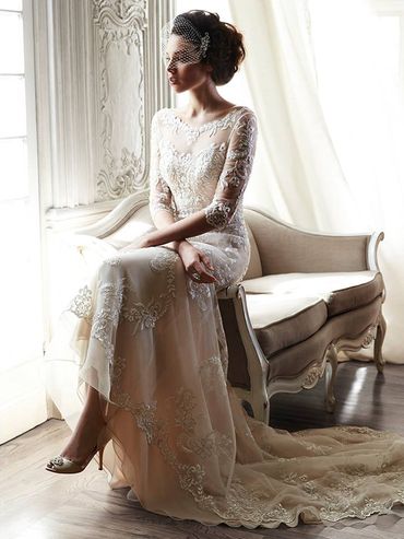 Ivory long wedding dresses