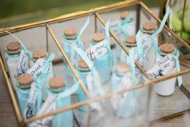 Outdoor blue wedding favours