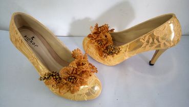 Yellow wedding shoes