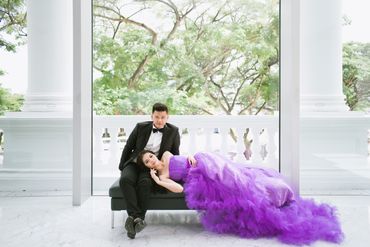 Overseas purple long wedding dresses