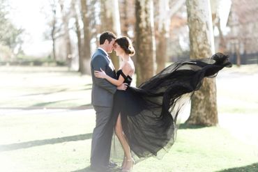 Outdoor black long wedding dresses