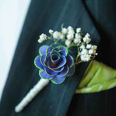 Blue wedding buttonhole