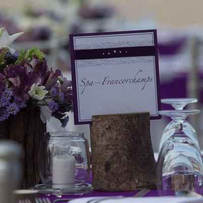 Overseas purple wedding reception decor