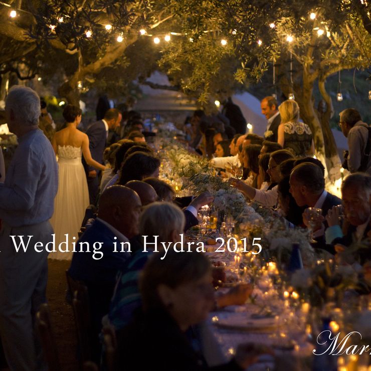 Italian wedding in Hydra Island Greece, string lighting