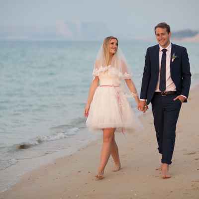 Beach ivory short wedding dresses