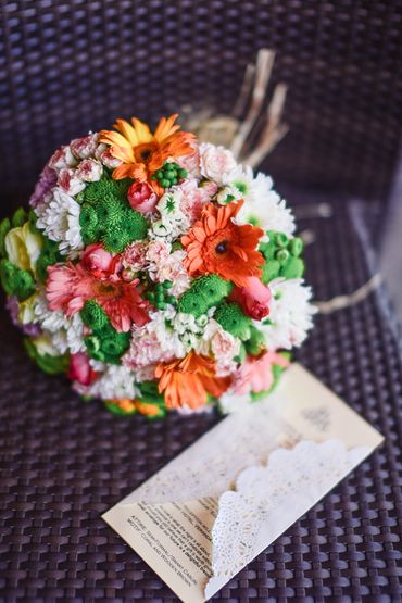 White gerbera wedding bouquet