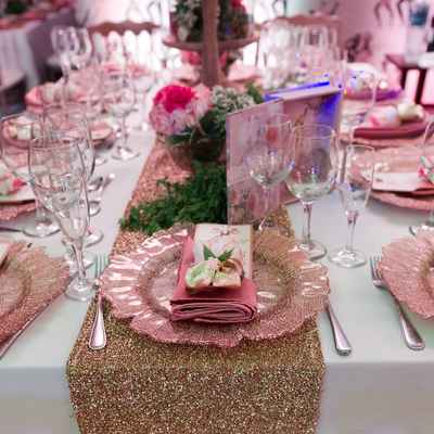 Pink overseas wedding reception decor