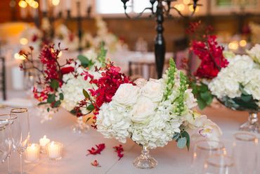 White overseas wedding floral decor