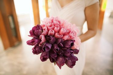 Pink tulip wedding bouquet
