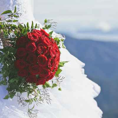 Red rose wedding bouquet
