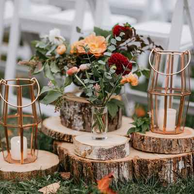 Brown outdoor wedding ceremony decor