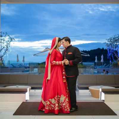 Red ethnical long wedding dresses