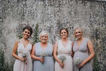 Ivory outdoor bridesmaids