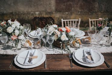 White outdoor wedding reception decor