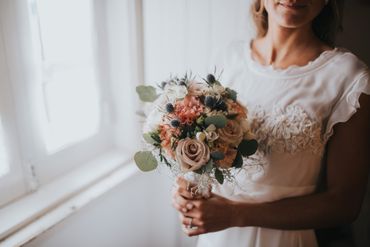Pink rose wedding bouquet