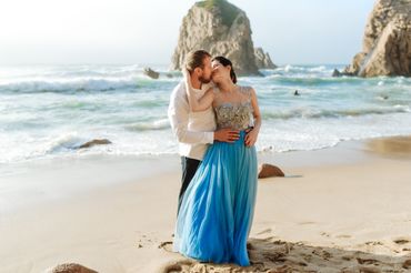 Ivory beach long wedding dresses