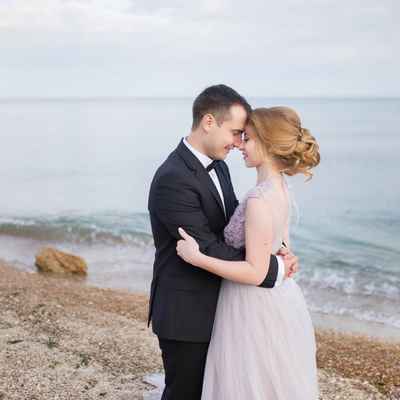 Blue beach long wedding dresses