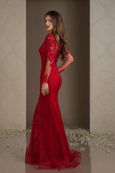 Red long wedding dresses