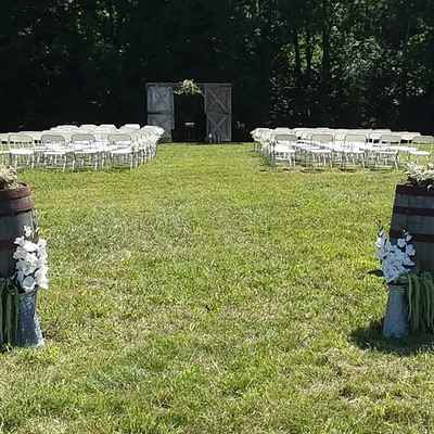 White outdoor wedding ceremony decor